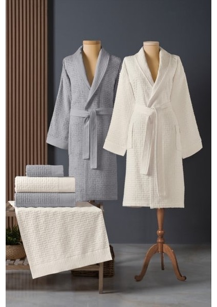 Bambu Bornoz Seti Lisse Coin Ivory