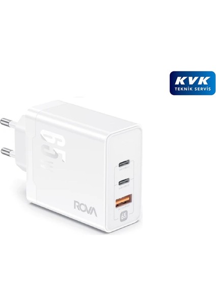 SB107 Pd+Pd+Usb 3 Girişli 3.0A Gan Fast Hızlı Şarj Başlığı 65W - Beyaz