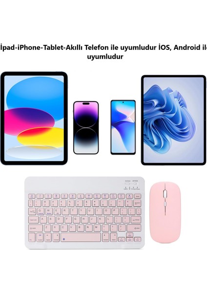 Apple iPad A16 11" Tablet Için Uyumlu Slim Şarjlı Bluetooth Klavye ve Mouse Seti fırsatları