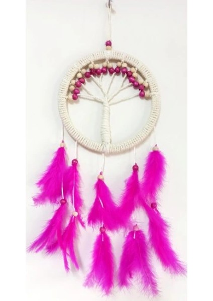 Fuşya Kuş Tüylü Hayat Ağacı Düş Kapanı Dream Catcher Duvar Süsü fiyatları
