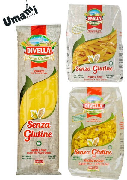 Glutensiz Makarna Çeşitleri 400 G – Spaghetti / Penne / Fusilli