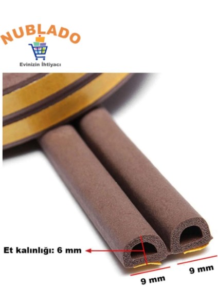 Yapışkanlı 7,5x2=15 Metre (Kahverengi) Kapı Pencere Bandı Fitili Soğuk Kauçuk Bantları fiyatları