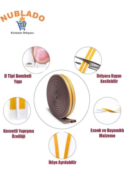 Yapışkanlı 7,5x2=15 Metre (Kahverengi) Kapı Pencere Bandı Fitili Soğuk Kauçuk Bantları indirimleri