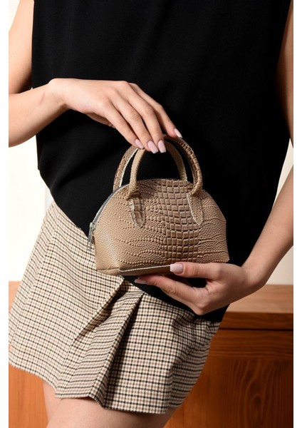 Lüks Mini Iguana Deri Baskılı El ve Omuz Çantası fiyatları