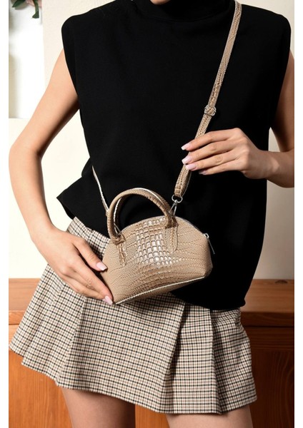 Lüks Mini Iguana Deri Baskılı El ve Omuz Çantası modelleri