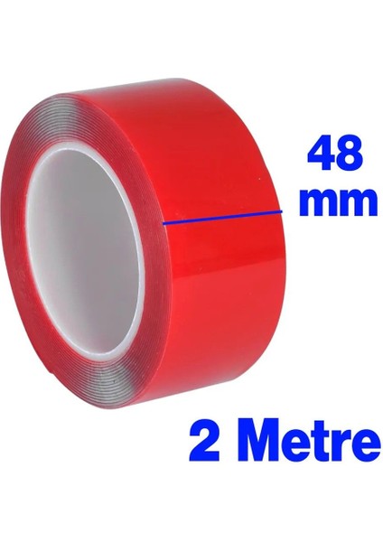 Çift Taraflı Silikon Bant Montaj Bandı Şeffaf 48 mm x 2 Metre Güçlü Çok Amaçlı Yapıştırıcı 1 Adet. indirimleri