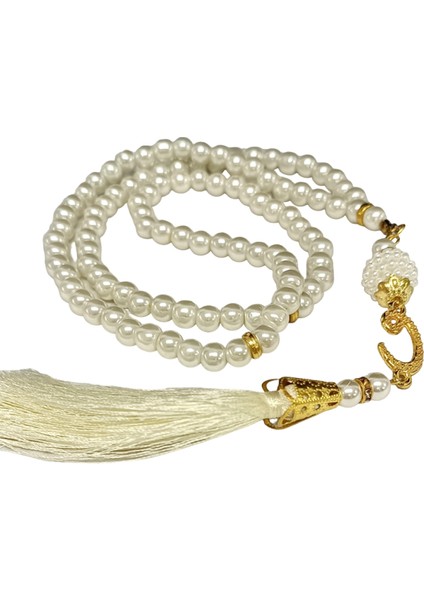 Namaz Tesbihi Vavlı 99'lu Cam Incili Amenerrasulü Dua Kartı ile Krem Renk Hediyelik fiyatları