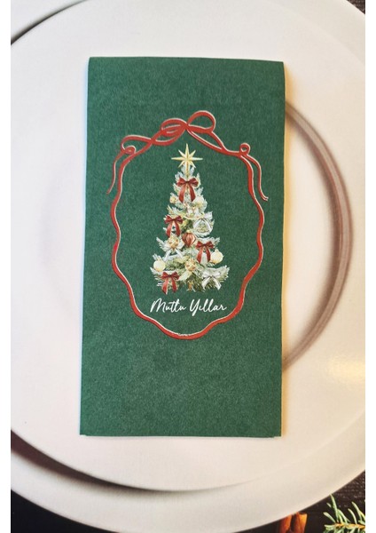 Fiyonk Detay Yılbaşı Ağacı Baskılı Yeşil Yılbaşı Peçetesi 12LI Paket Yeşil Peçete fiyatları