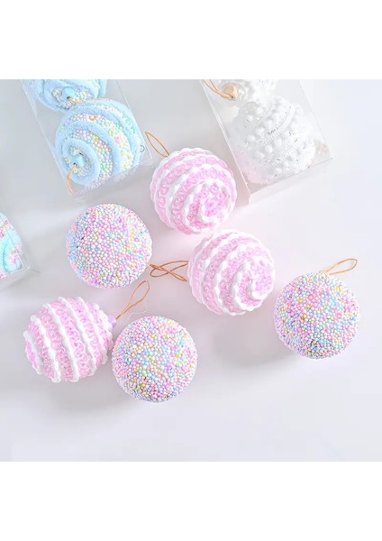 3 Adet 8cm Plastik Noel Topu , Macaron Renkli Köpük Noel Topu Seti, Noel Süsleri, Noel Dekoru fiyatları