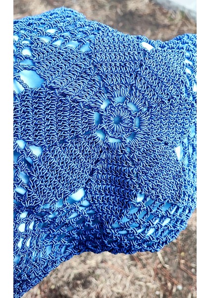 El Işi Örme Çanta / Parlak Mor Makrome Ipi Ile Tığ Işi / Astarlı ve Iç Cepli (30X29)