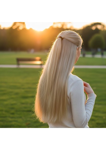 Fiber Sentetik Düz 8 Parça Çıt Çıt / Kumral Beyaz Platin Röfleli