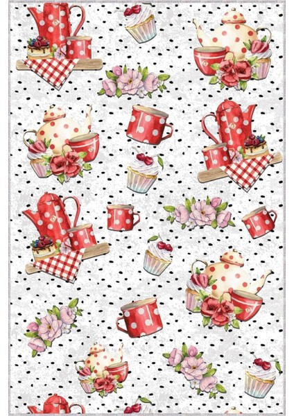 Pembe Kaymaz Tabanlı Makinede Yıkanabilir Mutfak Halısı Rulo modelleri