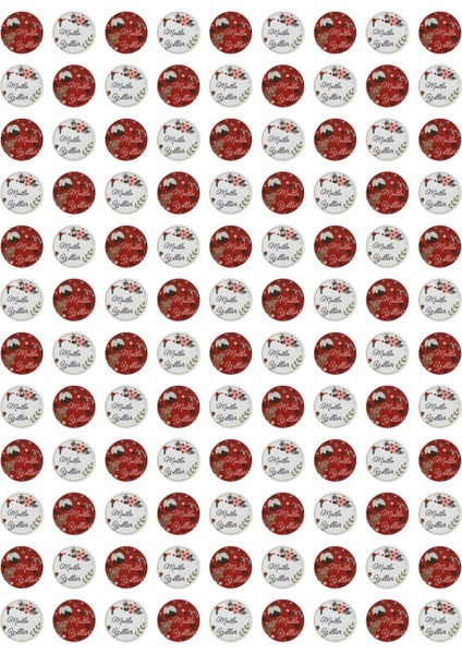 Yılbaşı Temalı Mutlu Yıllar Sticker Seti, Yeni Yıl Hediye Paketleme Etiketleri, 108 Adet, 33X33 mm