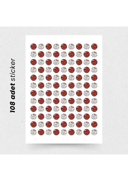 Yılbaşı Temalı Mutlu Yıllar Sticker Seti, Yeni Yıl Hediye Paketleme Etiketleri, 108 Adet, 33X33 mm fiyatları