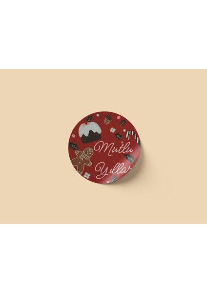 Yılbaşı Temalı Mutlu Yıllar Sticker Seti, Yeni Yıl Hediye Paketleme Etiketleri, 108 Adet, 33X33 mm modelleri