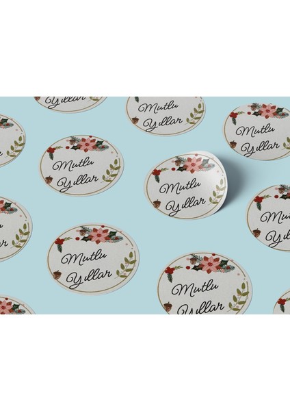 Yılbaşı Temalı Mutlu Yıllar Sticker Seti, Yeni Yıl Hediye Paketleme Etiketleri, 108 Adet, 33X33 mm indirimleri