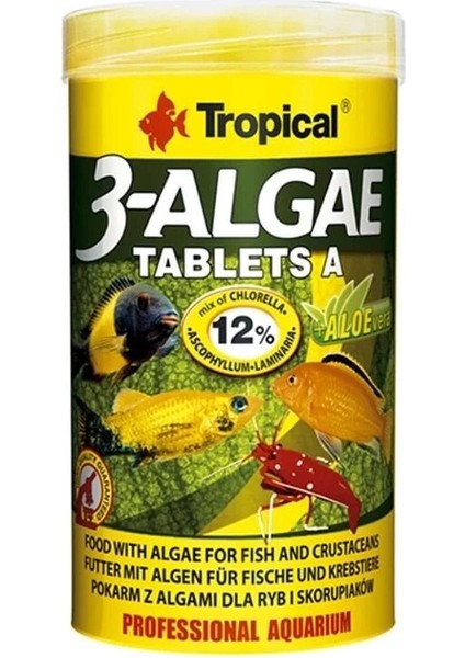 Tropical 3-Algae Tablet A Tatlı ve Tuzlu Su Balıkları Için Yosunlu Yem 36 gr 80 Adet