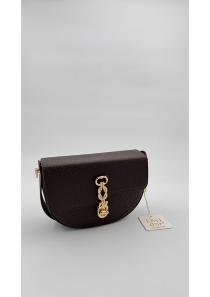 Koyu Kahverengi Kapak Tokalı El Çantası Orijinal Levid'or