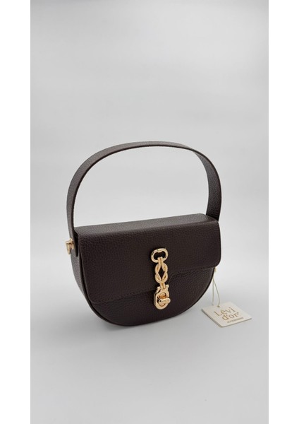 Koyu Kahverengi Kapak Tokalı El Çantası Orijinal Levid'or fiyatları