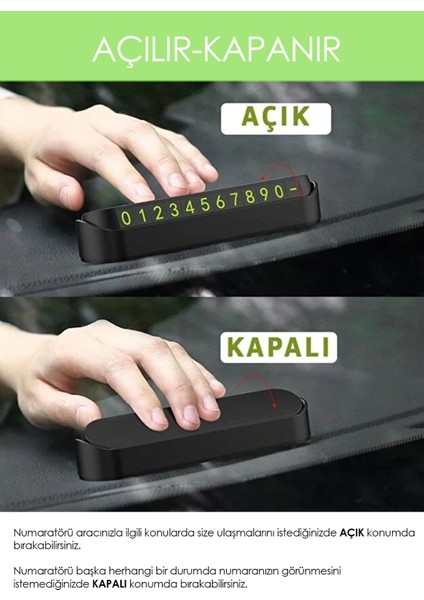Araç Içi Park Telefon Numarası Fosforlu Oto Numaratör Plaka Kartı Gece Görünür