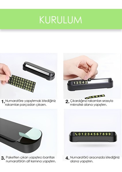 Araç Içi Park Telefon Numarası Fosforlu Oto Numaratör Plaka Kartı Gece Görünür