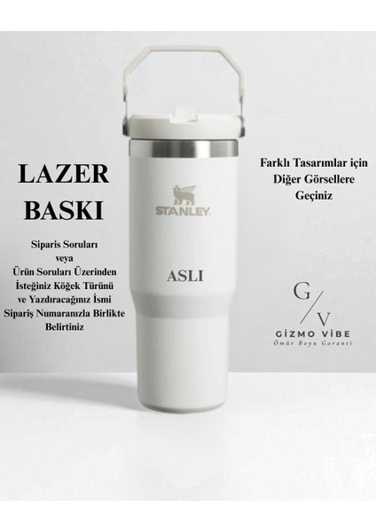 Kişiselleştirilebilir The Iceflow Flip Straw Pipetli Termos 0,89 L Beyaz Özel İsimli fiyatları