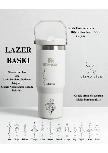 Kişiselleştirilebilir The Iceflow Flip Straw Pipetli Termos 0,89 L Beyaz Özel İsimli fırsatları