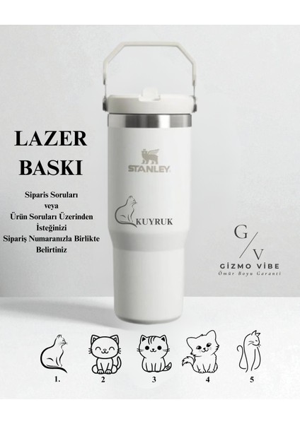 Kişiselleştirilebilir The Iceflow Flip Straw Pipetli Termos 0,89 L Beyaz Özel İsimli