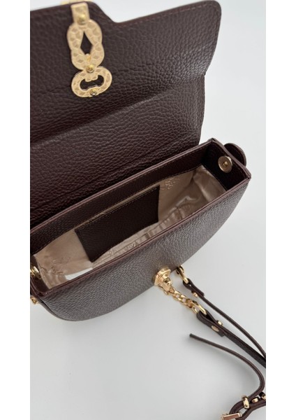 Koyu Kahverengi Kapak Tokalı El Çantası Orijinal Levid'or