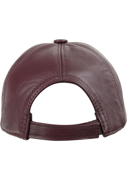 Unisex Hakiki Deri Şapka Koyu Bordo Renk modelleri