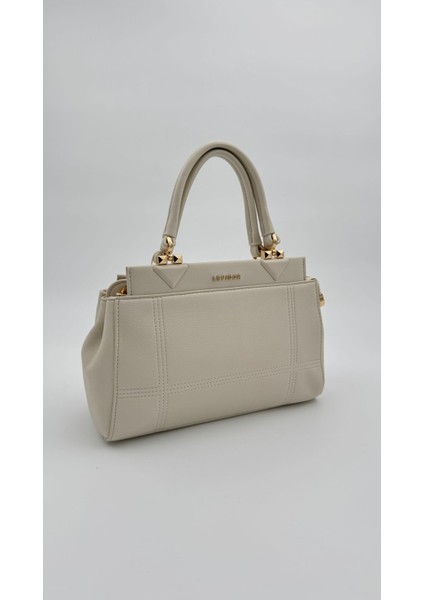 Krem Şerit Dikiş Model El Çantası Orijinal Levid'or Premium