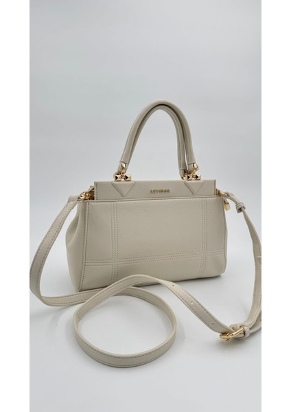 Krem Şerit Dikiş Model El Çantası Orijinal Levid'or Premium