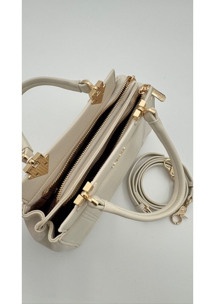 Krem Şerit Dikiş Model El Çantası Orijinal Levid'or Premium