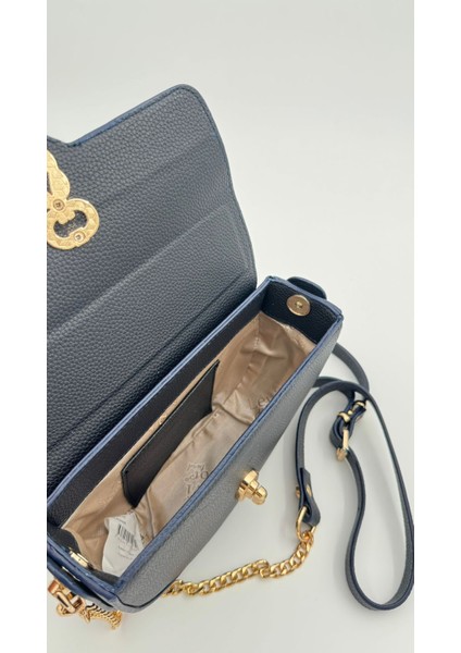 Lacivert Kapak Tokalı El Çantası Orijinal Levid'or