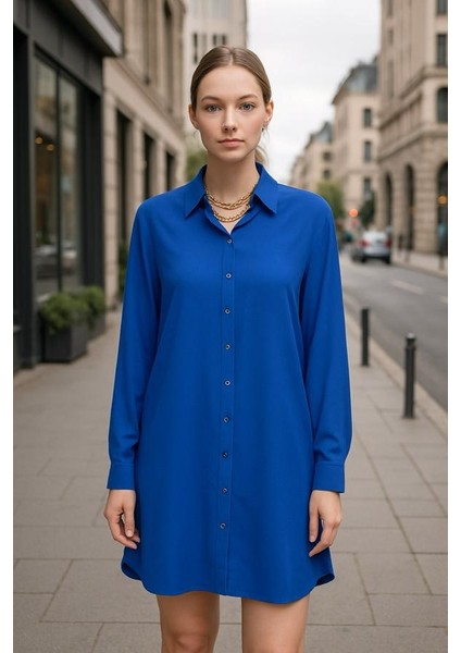 Gömlek Elbise Önden Düğme Detaylı