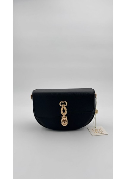 Siyah Kapak Tokalı El Çantası Orijinal Levid'or