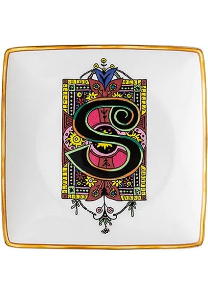 Alphabet S Harfli Porselen Dekoratif Tabak 12 cm