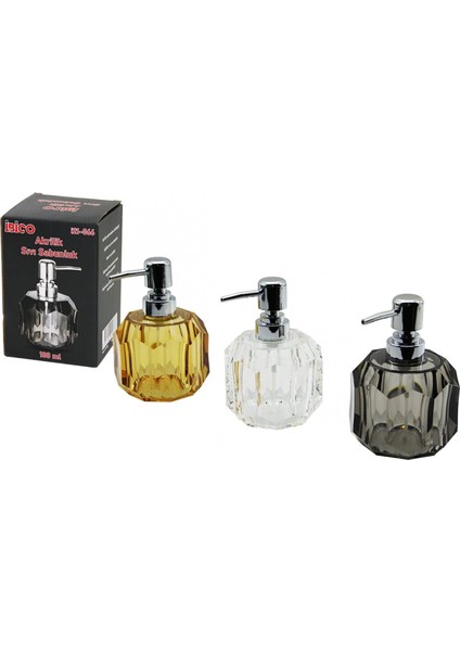 Tombul Yuvarlak - Prizma Şeffaf - Renkli Akrilik - Mika Kristal Sıvı Sabunluk 180ML (4887)