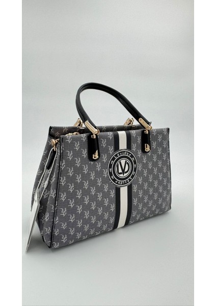 Siyah Monogram Desenli El Çantası Orijinal Levid'or Premium