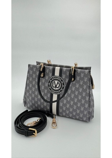 Siyah Monogram Desenli El Çantası Orijinal Levid'or Premium