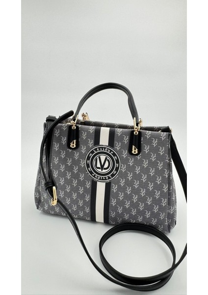 Siyah Monogram Desenli El Çantası Orijinal Levid'or Premium
