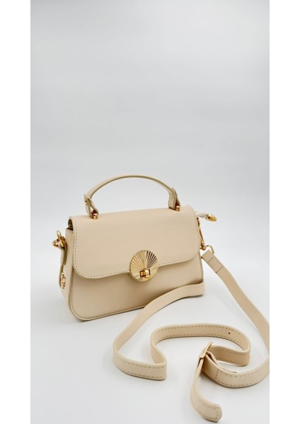 Krem Yuvarlak Tokalı El Çantası Orijinal Levid'or