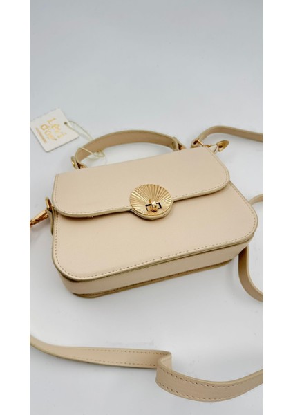 Krem Yuvarlak Tokalı El Çantası Orijinal Levid'or