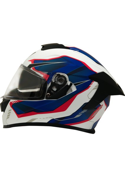 Gp My Helmet MKS001-WBR Yarış Spoiler Güneş Vizörlü Şeffaf Full Face Motosiklet Kaskı L fırsatları
