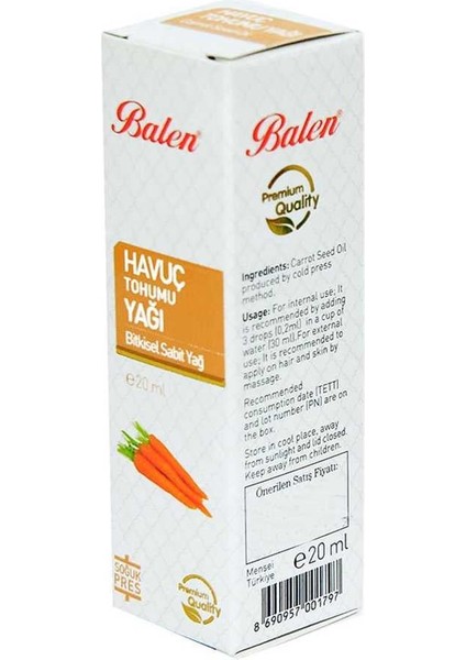 Havuç Tohumu Yağı Soğuk Pres 20 ml Cam Şişe fırsatları