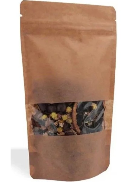 Kraft Pencereli Kilitli Doypack 16X27X8CM 500 gr 25 Adet