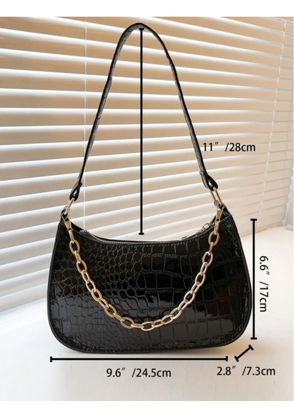 Şık Timsah Kabartmalı Zincir Koltuk Altı Omuz Çantası fiyatları