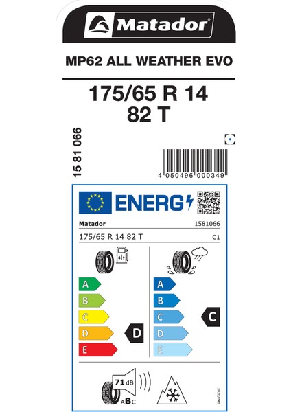 175/65R14 82T MP62 Awevo Oto Dört Mevsim Lastigi Üretim YILI:2025 fiyatları