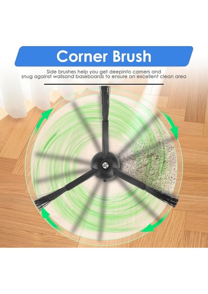 Roborock Qrevo Maxv / Qrevo Pro / Qrevo S / Qrevo Plus Uyumlu Siyah Yan Fırça Yedek Seti-2 Adet