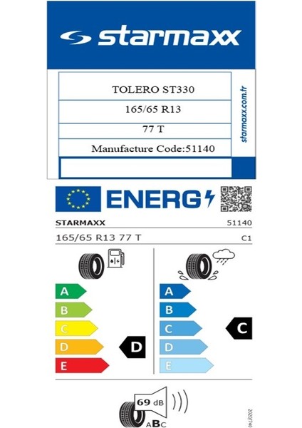 165/65 R13 Tl 77T Tolero ST330 Yaz Lastiği (Üretim TARIHI:2024) fiyatları